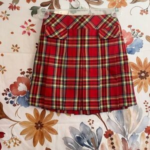 EUC Talbots Kid's Girls 6X Red Blue Plaid Pleated School Preppy Skirt